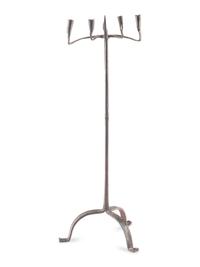 A Continental Iron Four-Light Floor Candelabra