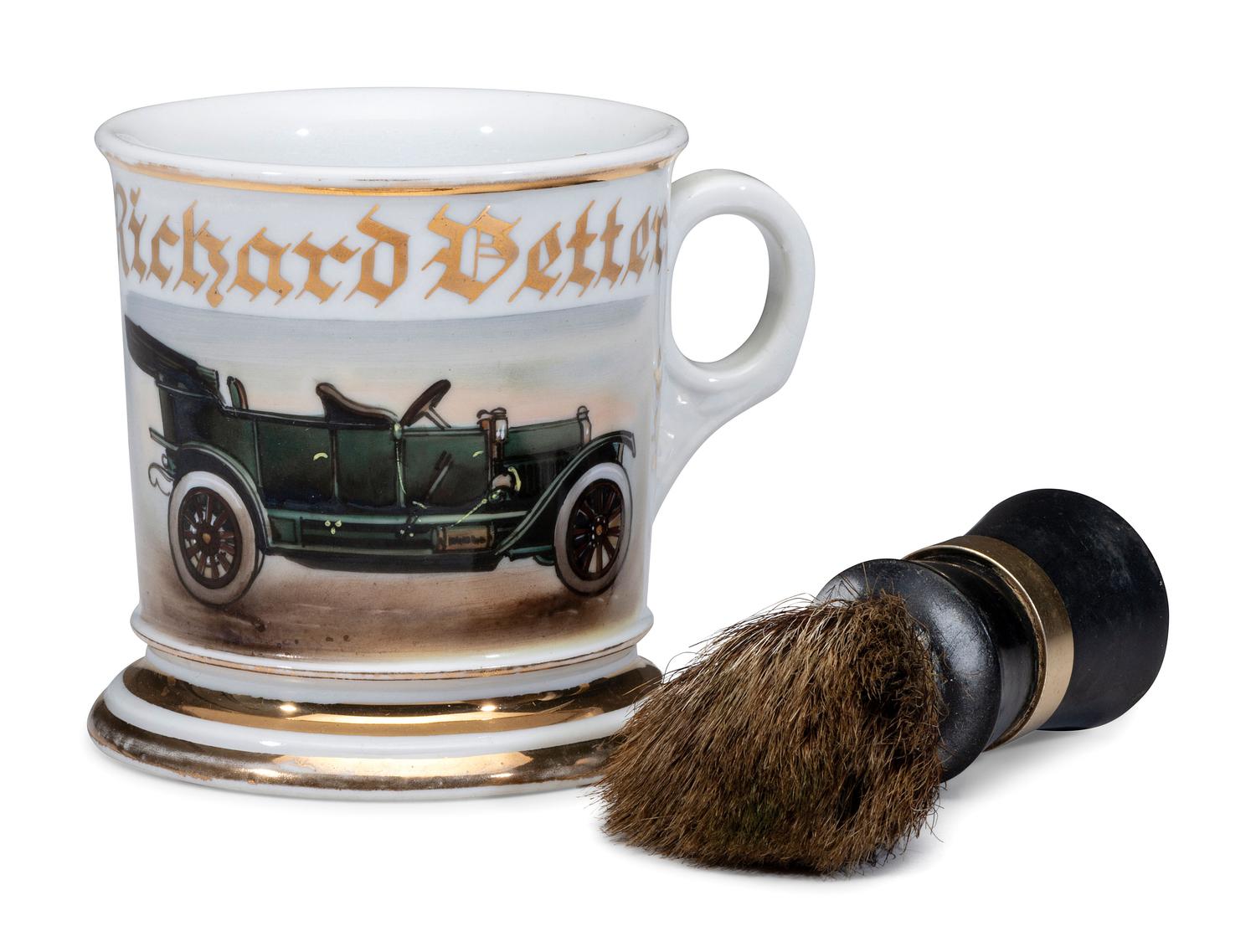 An Open Touring Car Porcelain Shaving Mug