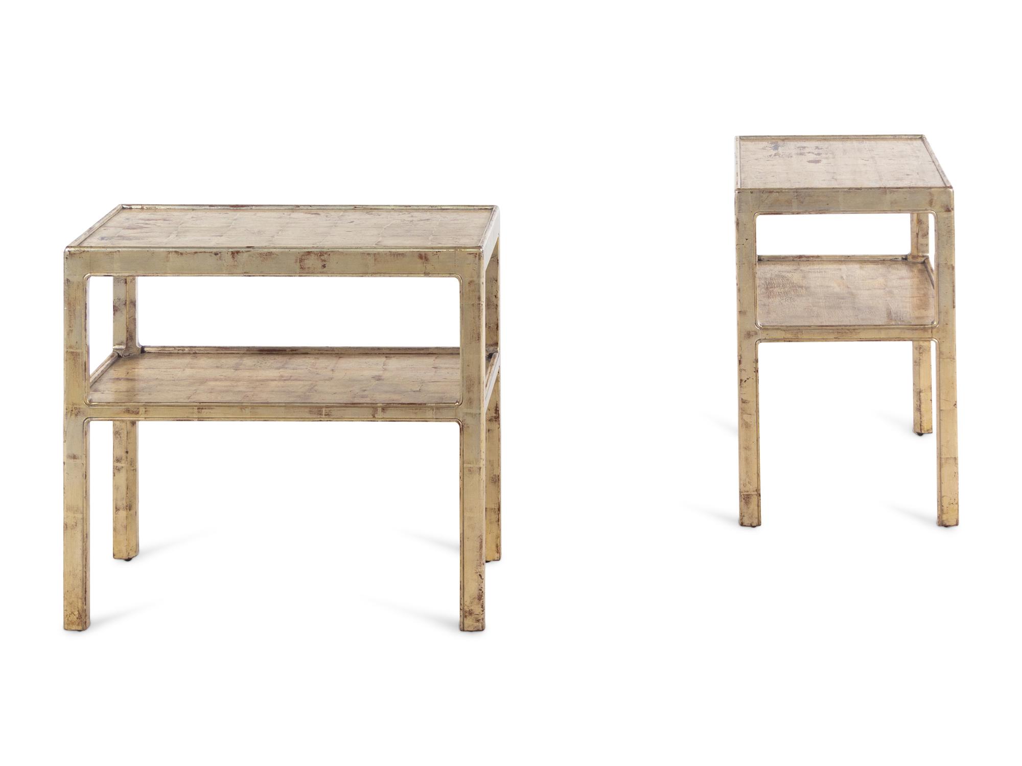 A Pair of Silvered Wood Side Tables