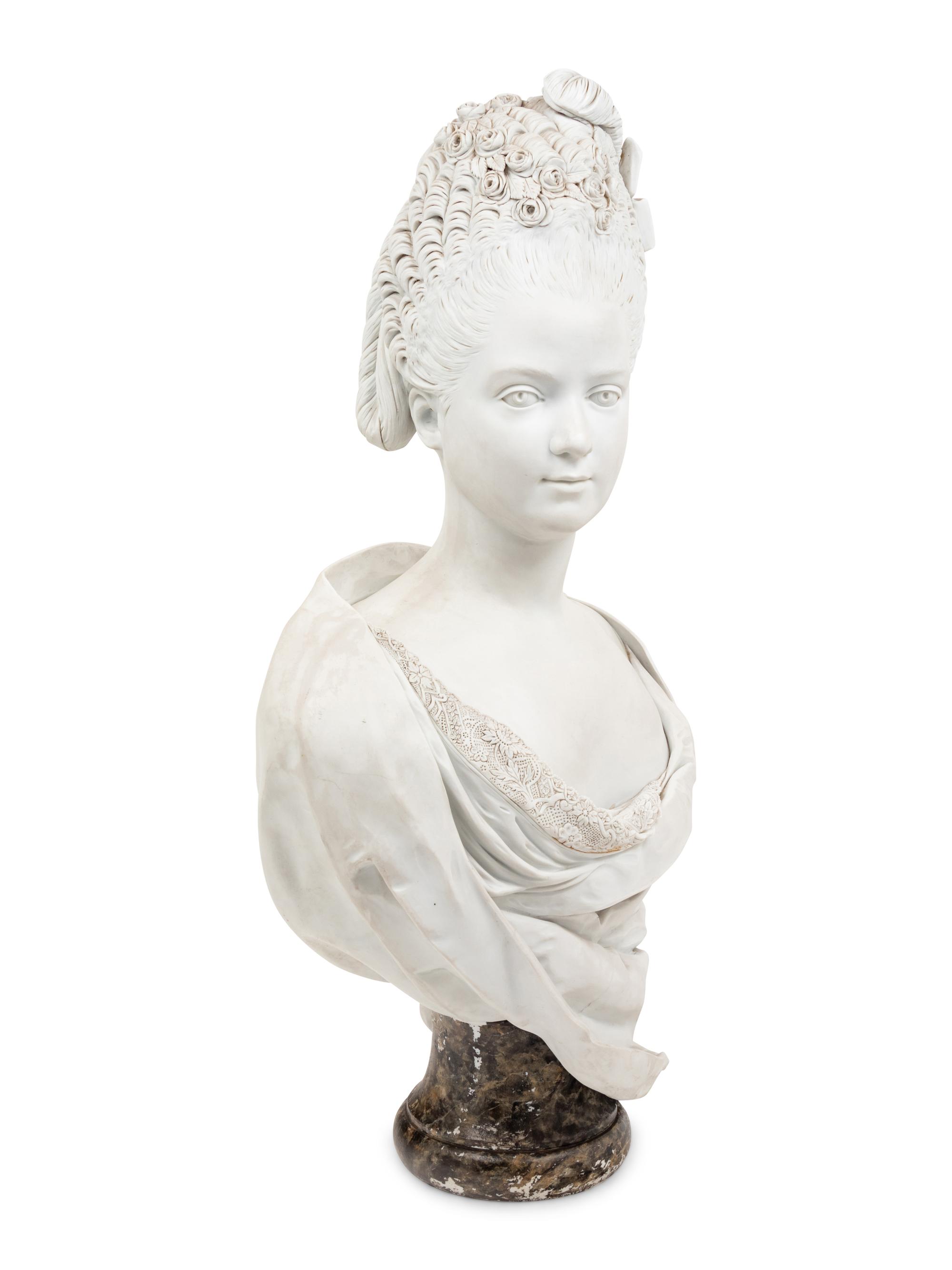 A Sèvres Style Bisque Porcelain Bust of Marie Antoinette