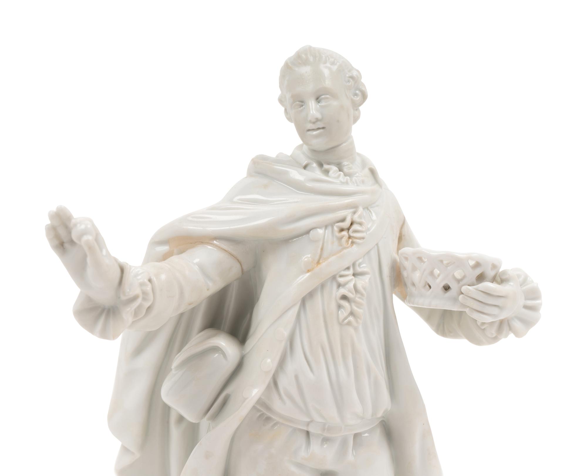 A Meissen Blanc-de-Chine Figure of a Man with a Hound