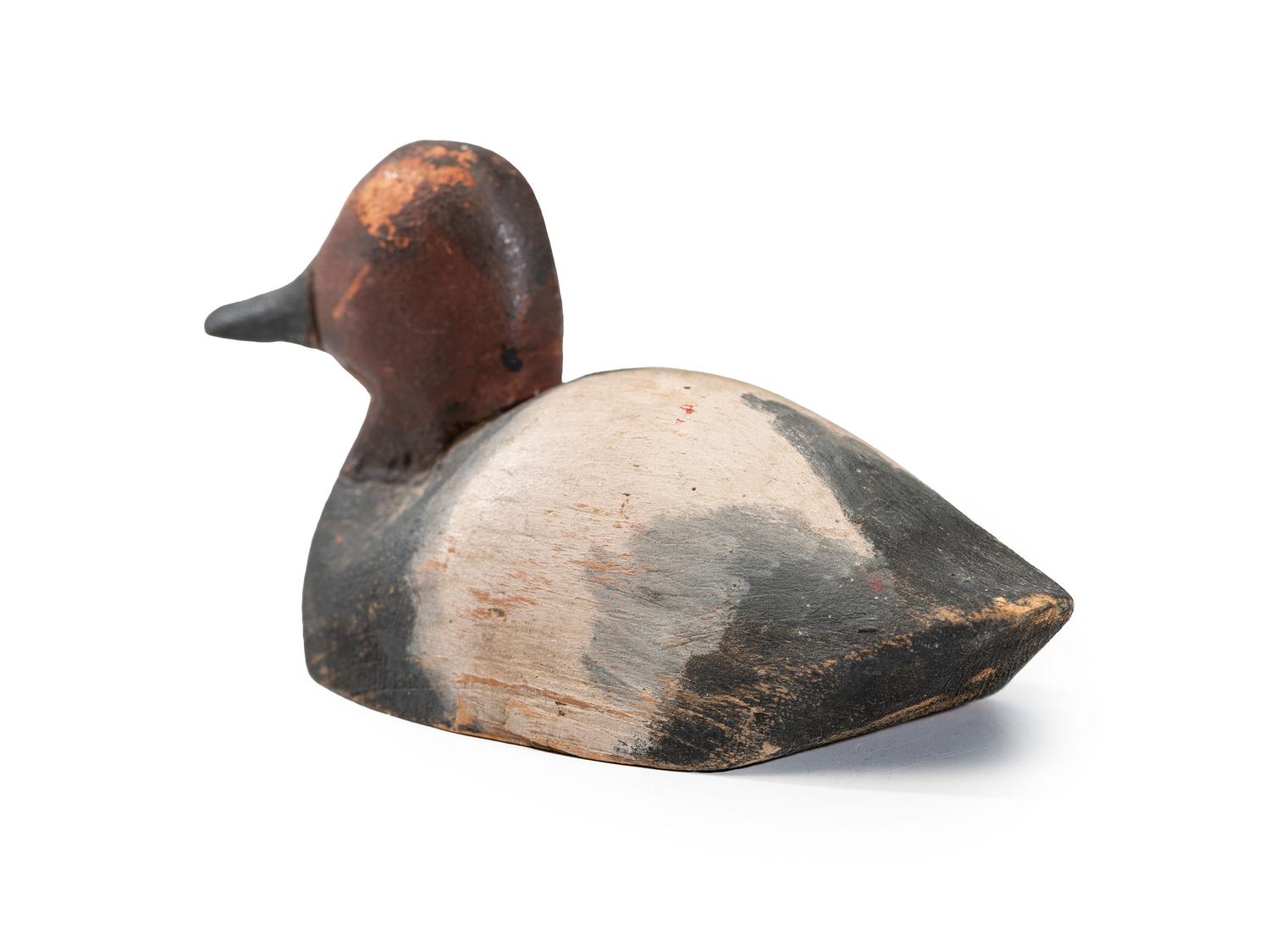 A Miniature Carved Wood Canvasback Duck Decoy