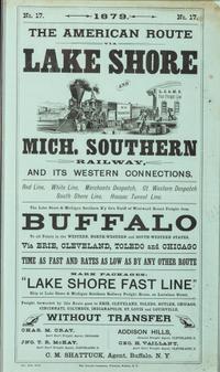 [TRANSPORTATION - RAILROAD]. The American Route via Lake Shore and Mich. Southern Railway and its Western Connections . Buffalo, NY: The Courier Company, Printers, 1879.