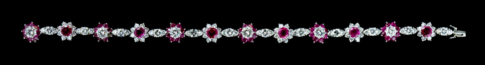 A Vintage Platinum, Diamond and Ruby Bracelet, 12.40 dwts.