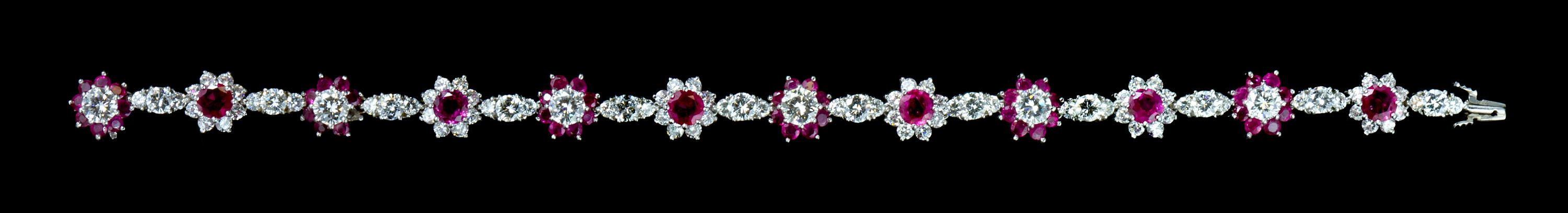 A Vintage Platinum, Diamond and Ruby Bracelet, 12.40 dwts.