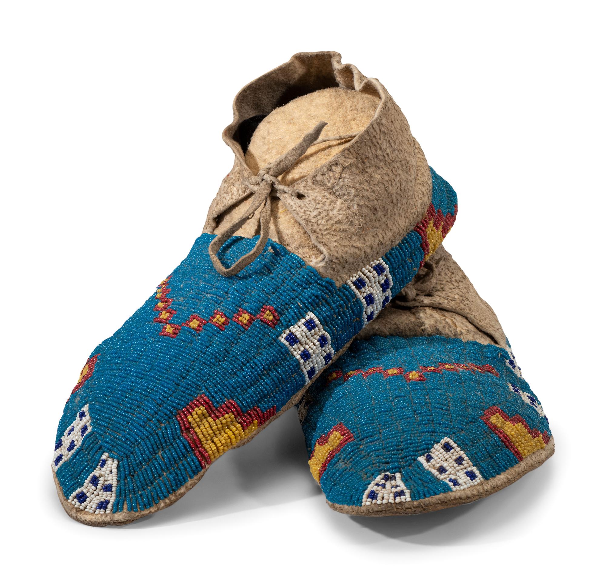 Northern Plains Beaded Hide Moccasins