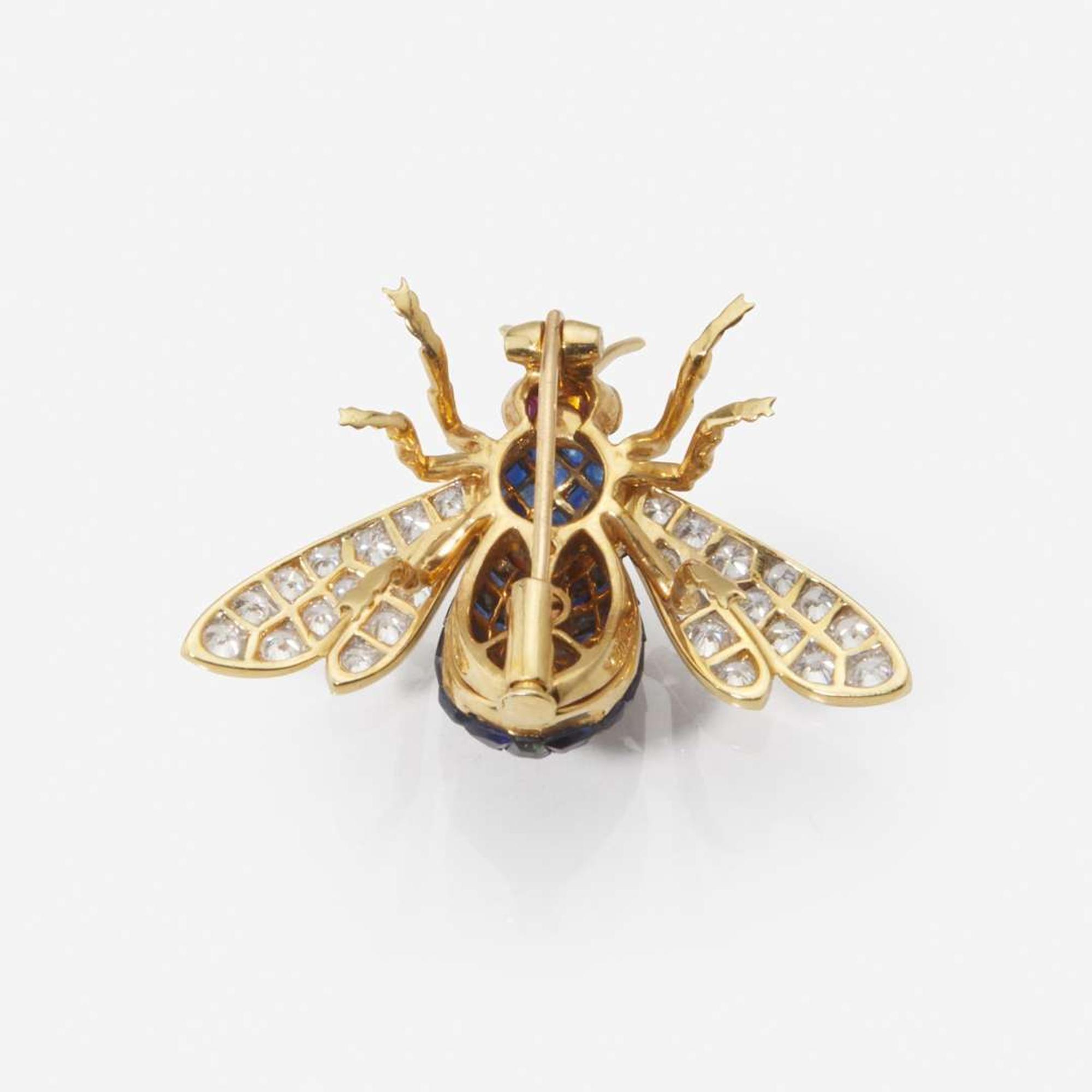 An 18K Yellow Gold and Gemstone Pin