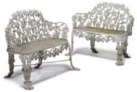 Two painted iron garden benches 20th century