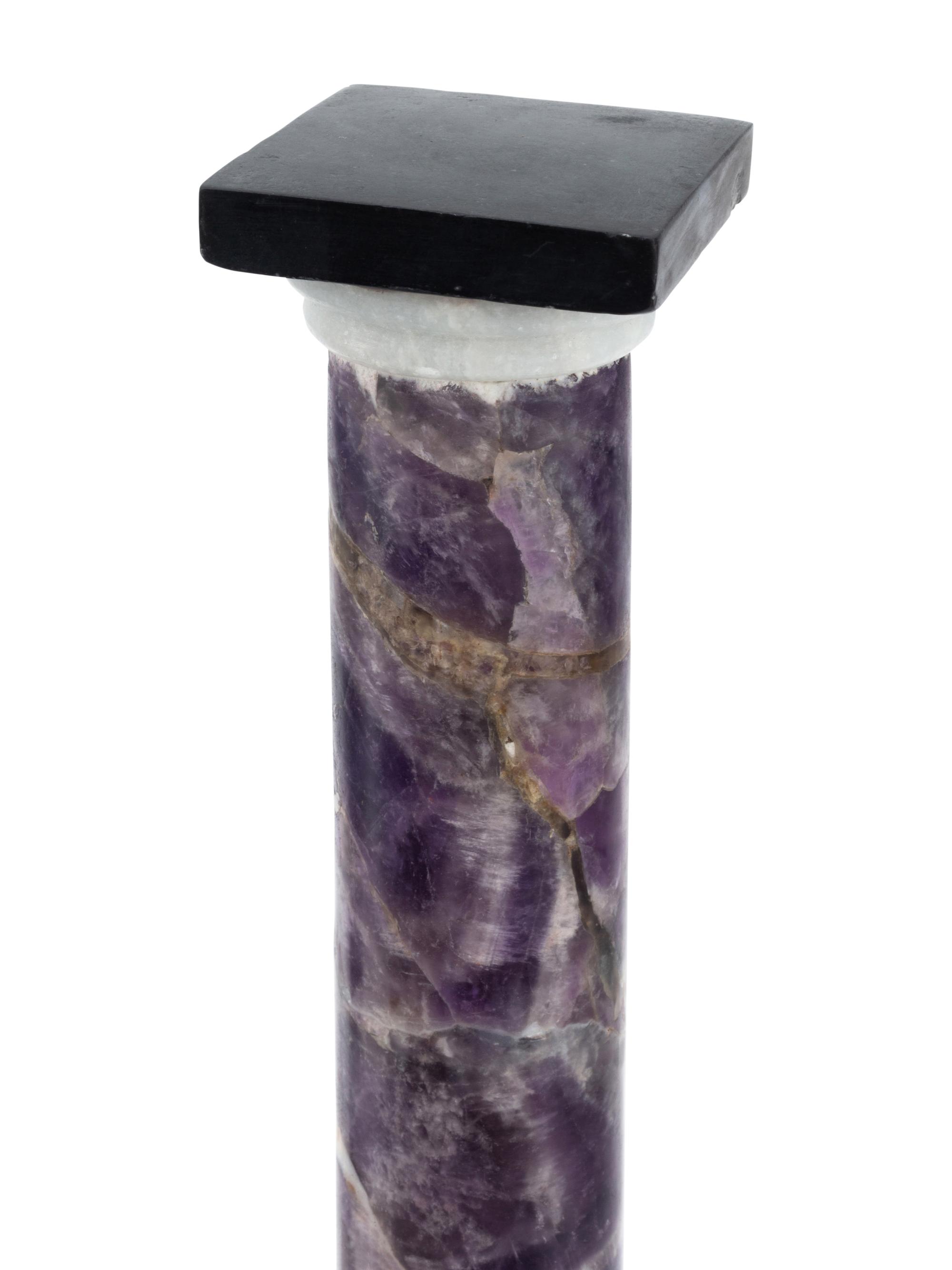 A Pair of Semiprecious Stone and Marble Column Ornaments