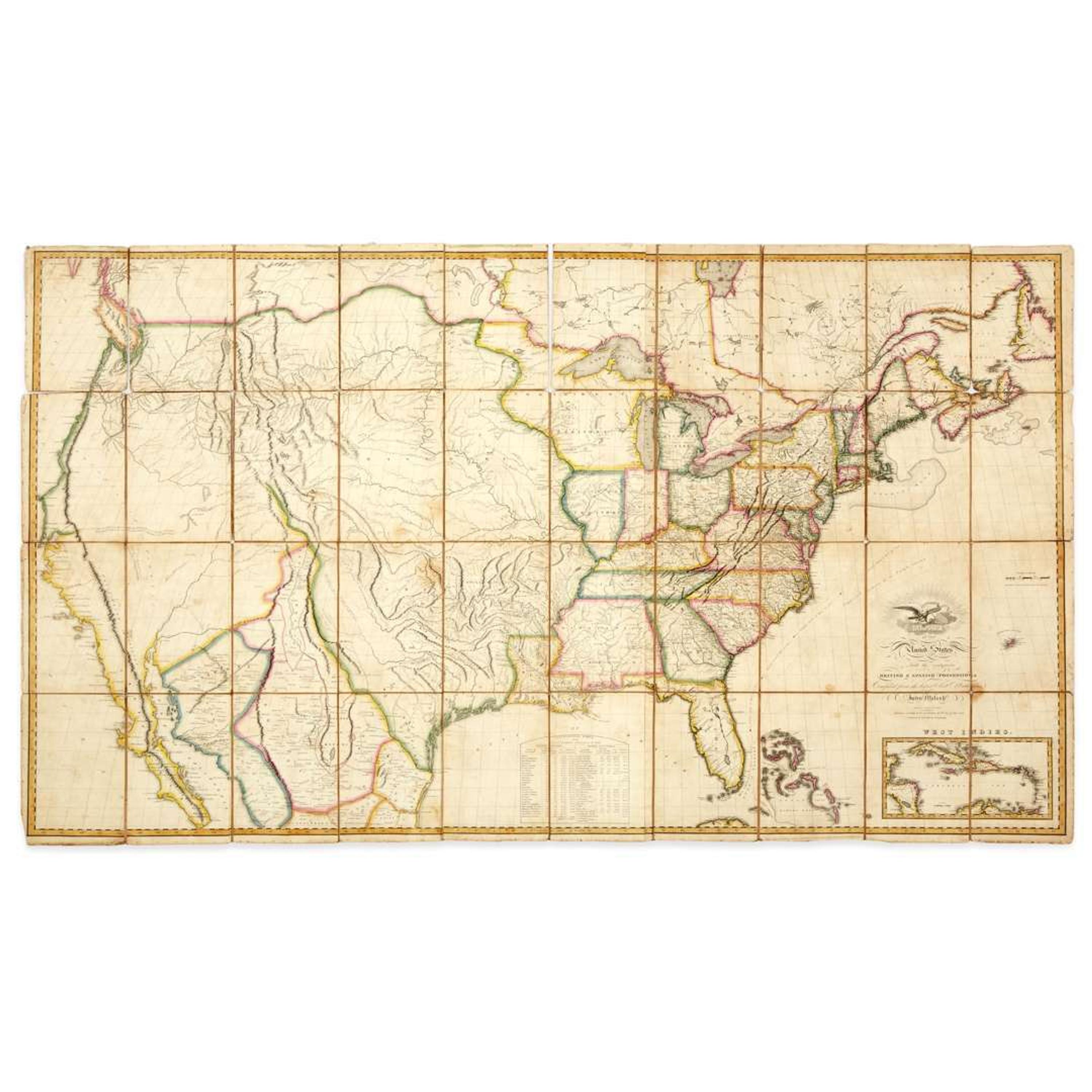 Map of the United States with the contiguous British & Spanish Possessions Compiled from the latest & best authorities. Philadelphia John Melish (Scottish/American 1771-1822) First Edition, 5th State (Ristow), 1816