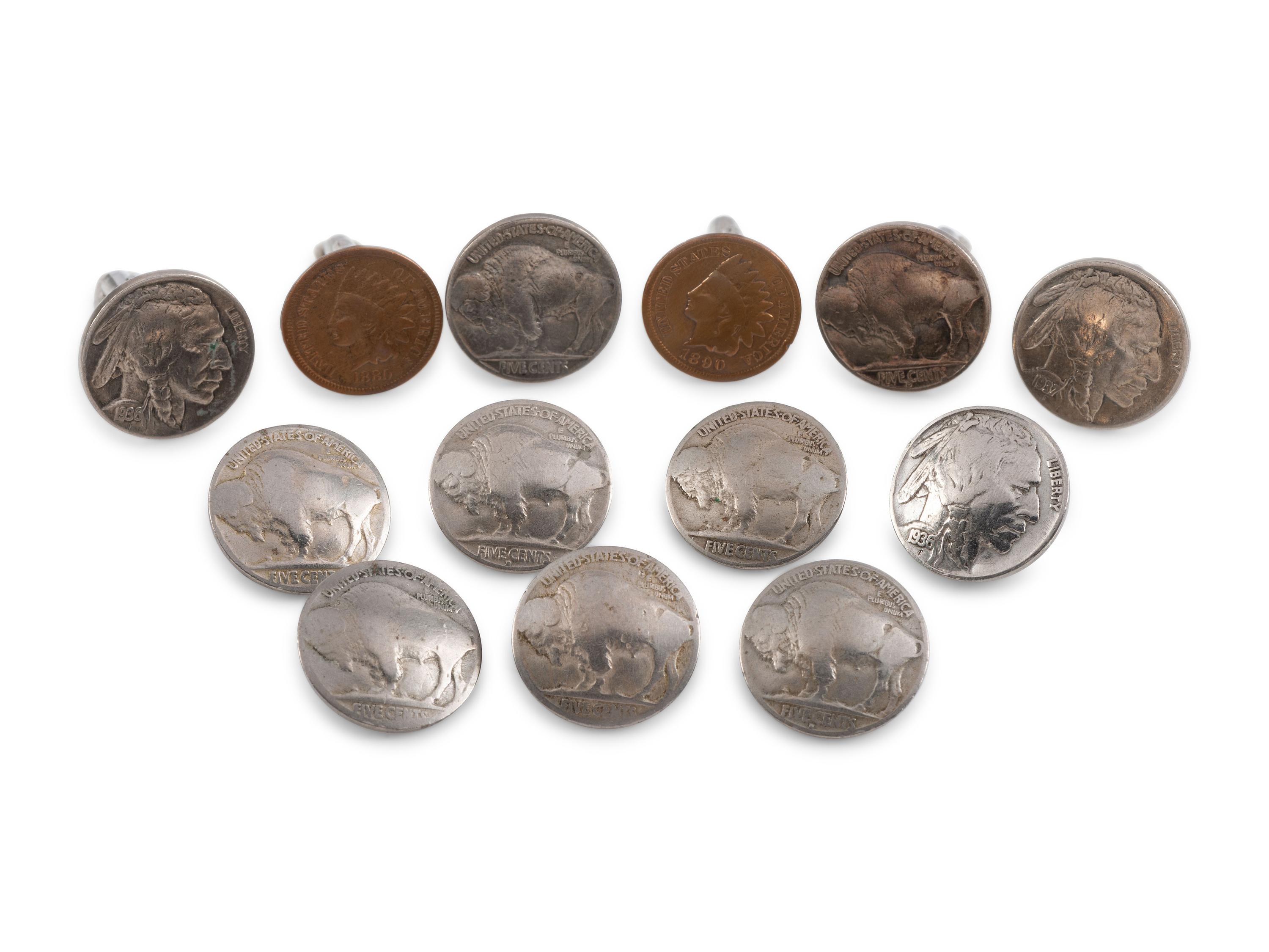 Southwestern-style Coin Button Covers AND Cuff Links