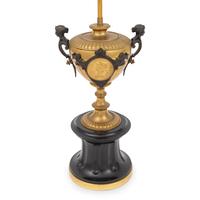 A Pair of French Gilt Bronze Urns Mounted as Lamps