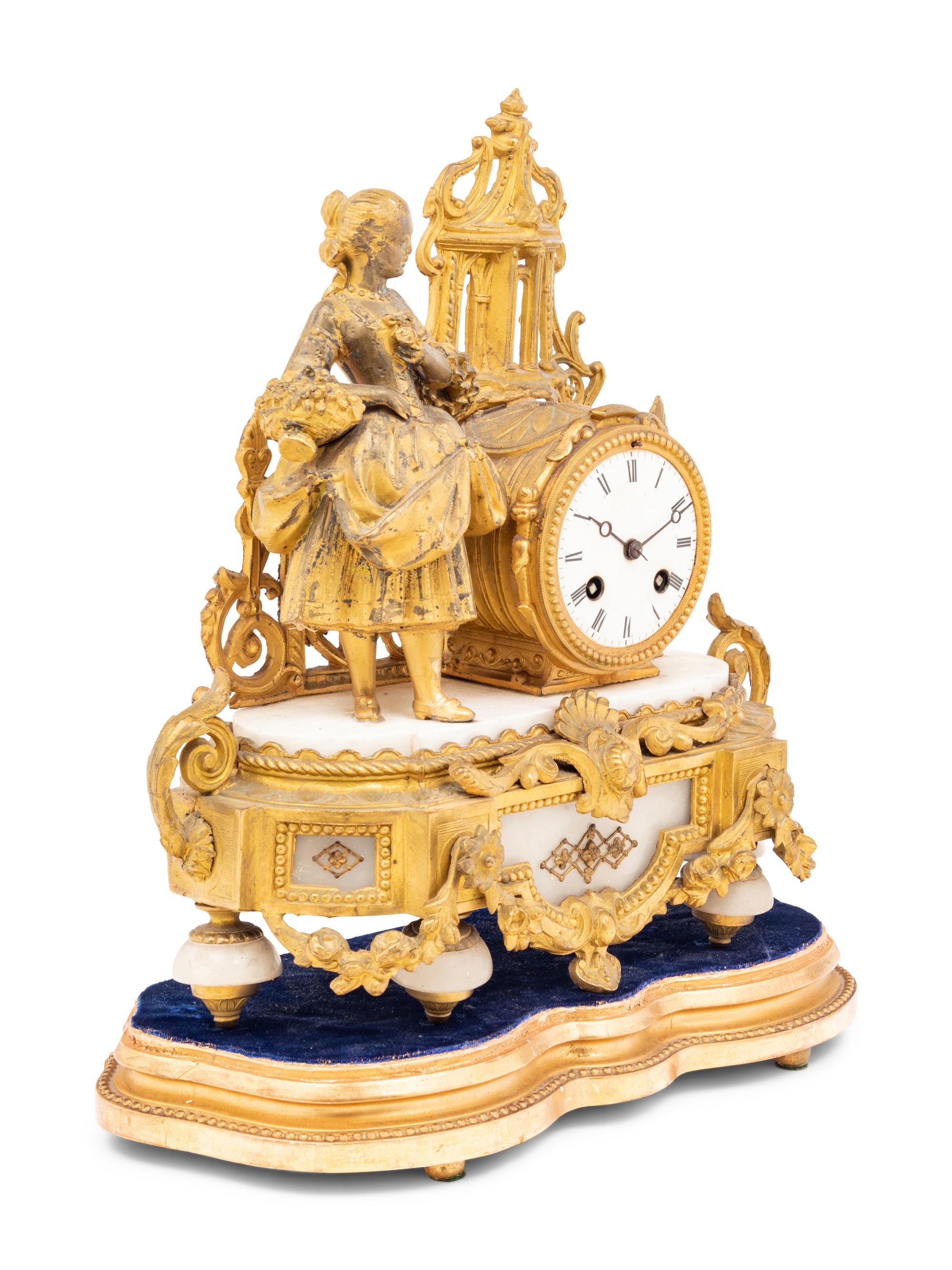 A French Gilt Bronze Figural Mantel Clock by Philippe Mourey (1840-1910)