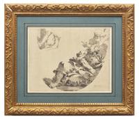 Study of a Ceiling Decoration, with Two Bearded Male Figures and a Study of the lower half of a Kneeling Figure