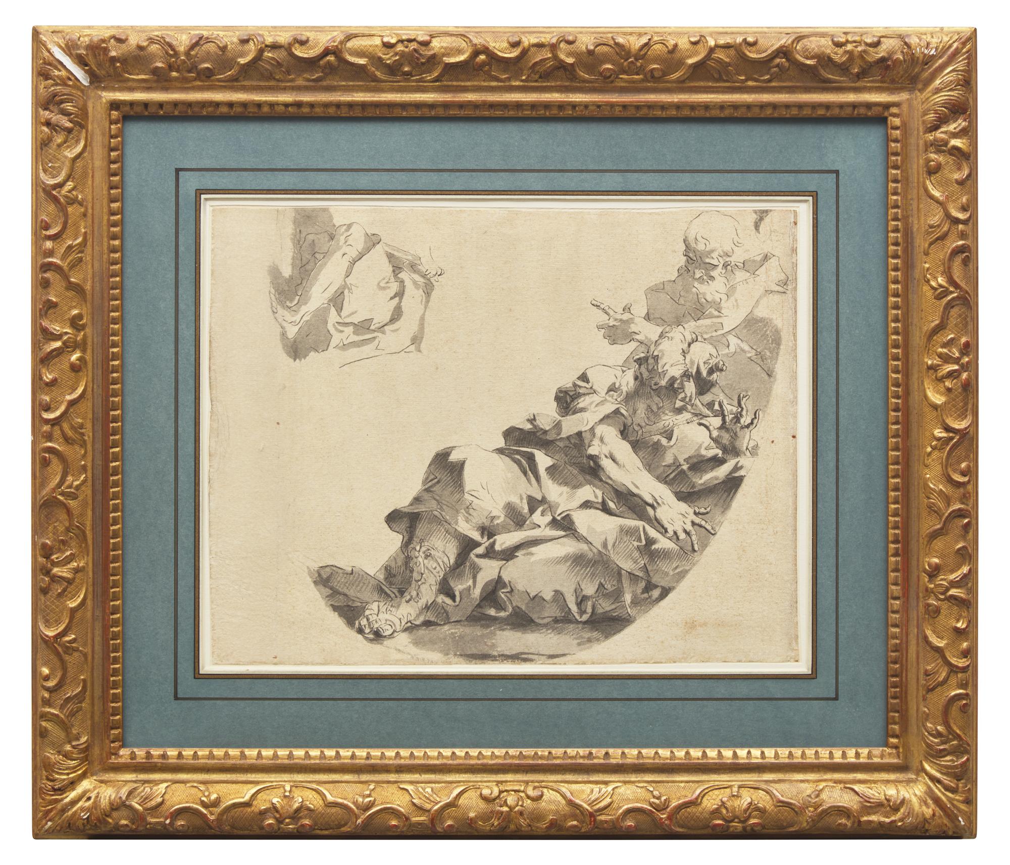 Study of a Ceiling Decoration, with Two Bearded Male Figures and a Study of the lower half of a Kneeling Figure