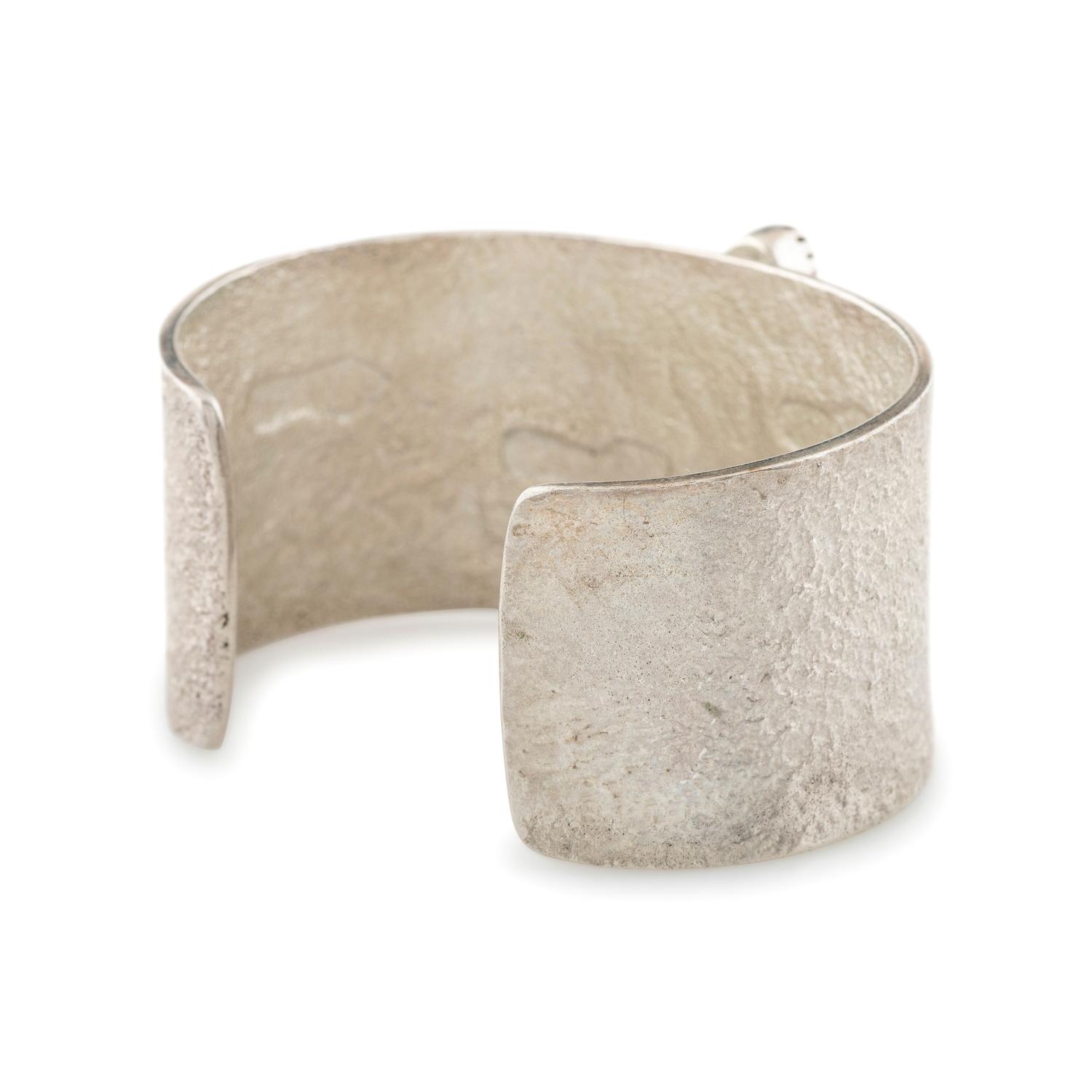 Tufa Cast Silver and Coral Cuff Bracelet