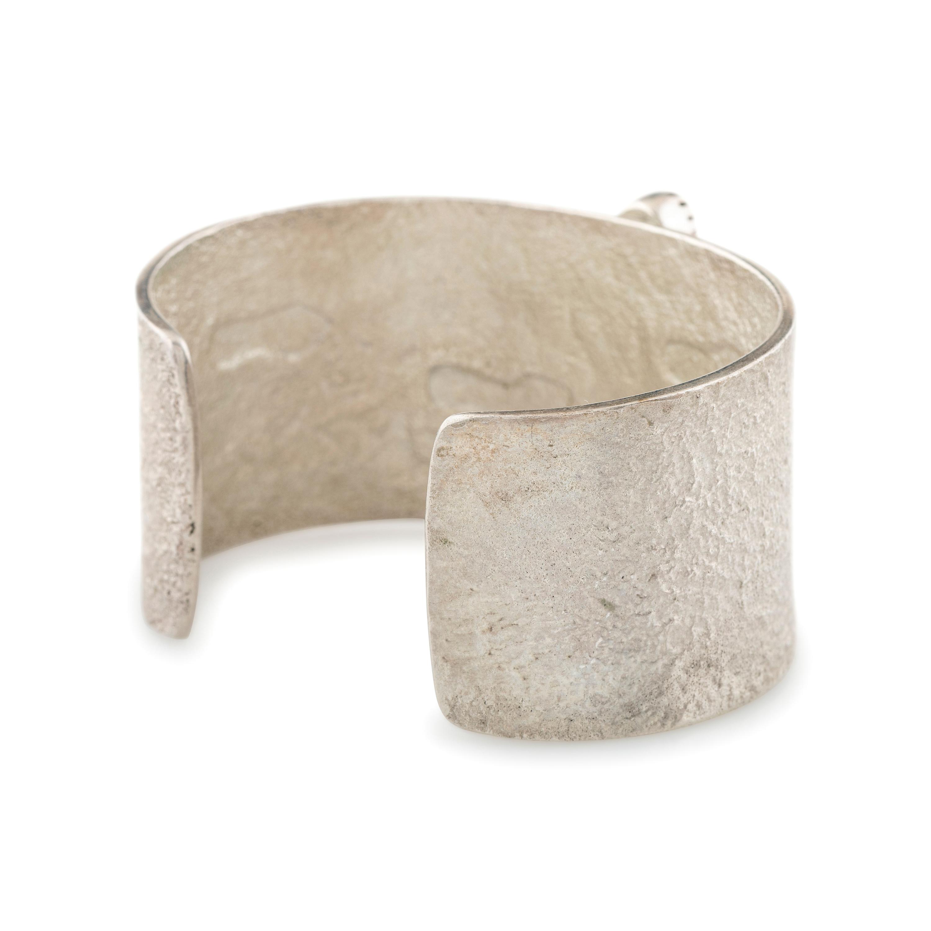 Tufa Cast Silver and Coral Cuff Bracelet