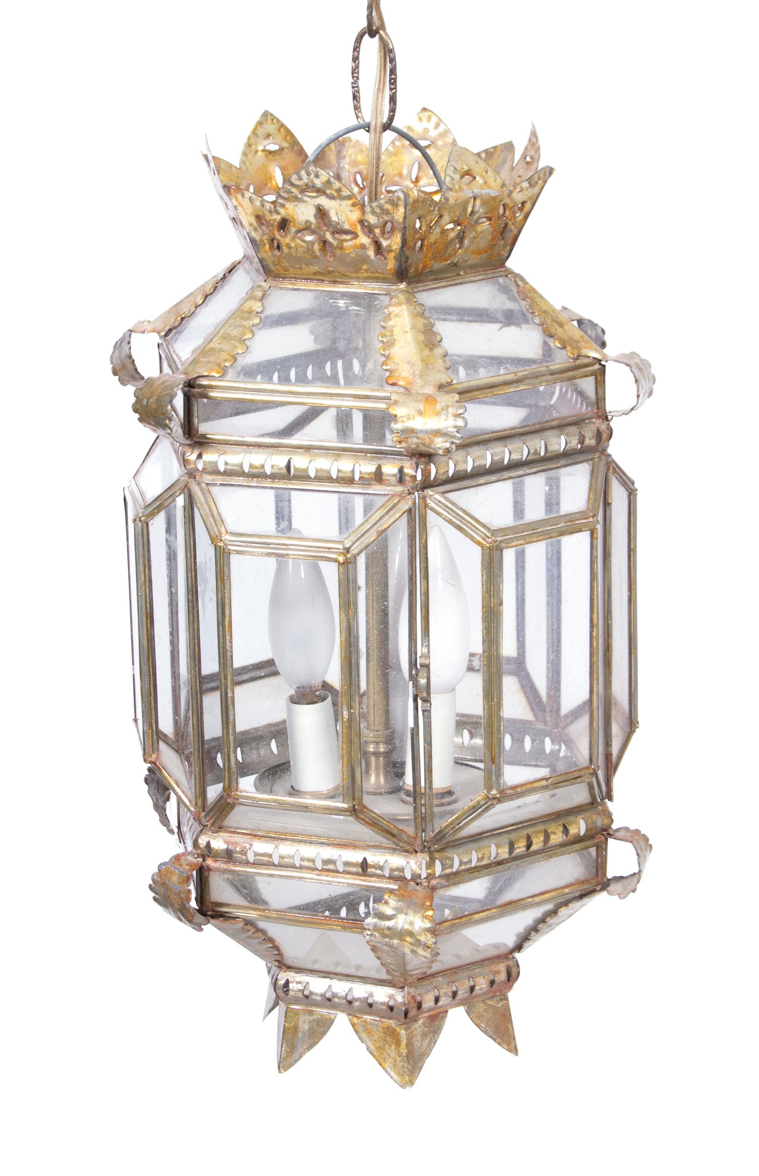 An Italian Gilt Wrought Iron Lantern — 20TH CENTURY
