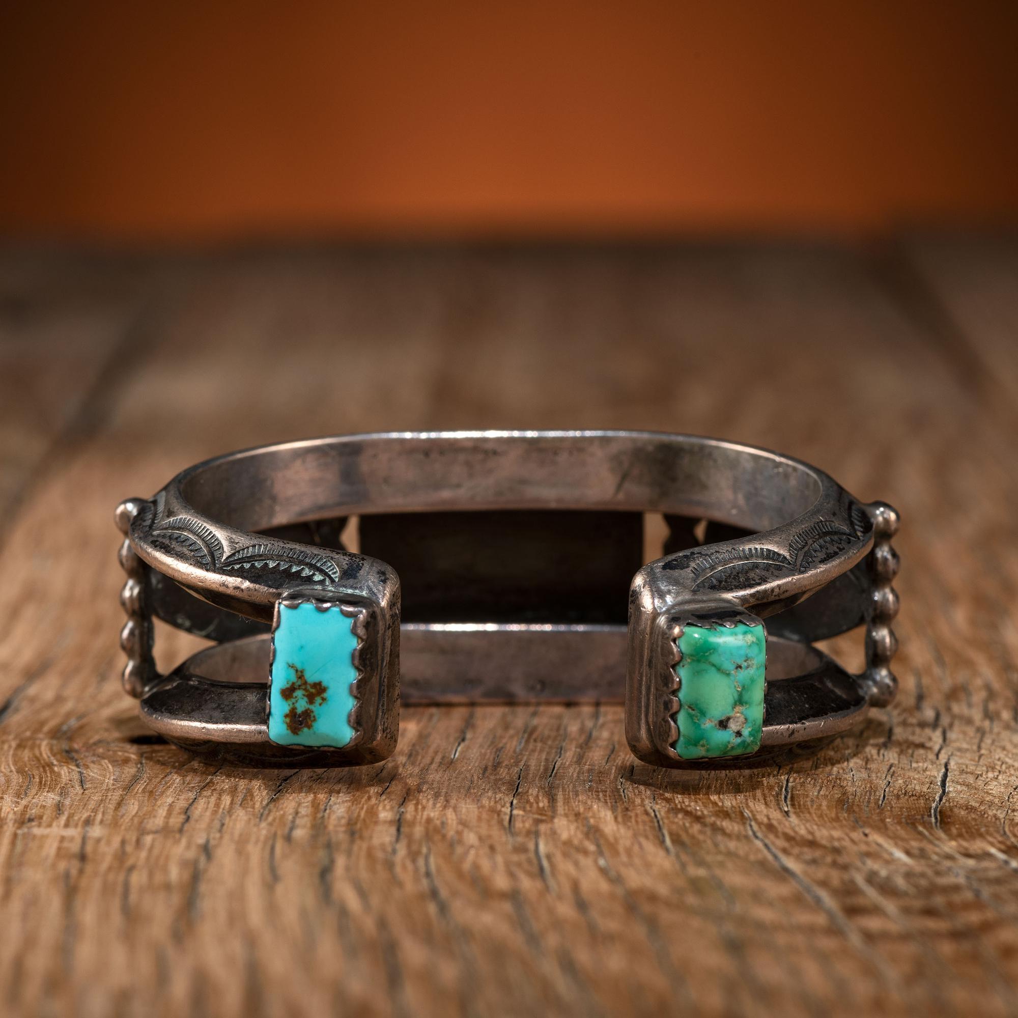 Navajo Silver and Turquoise Cuff Bracelet