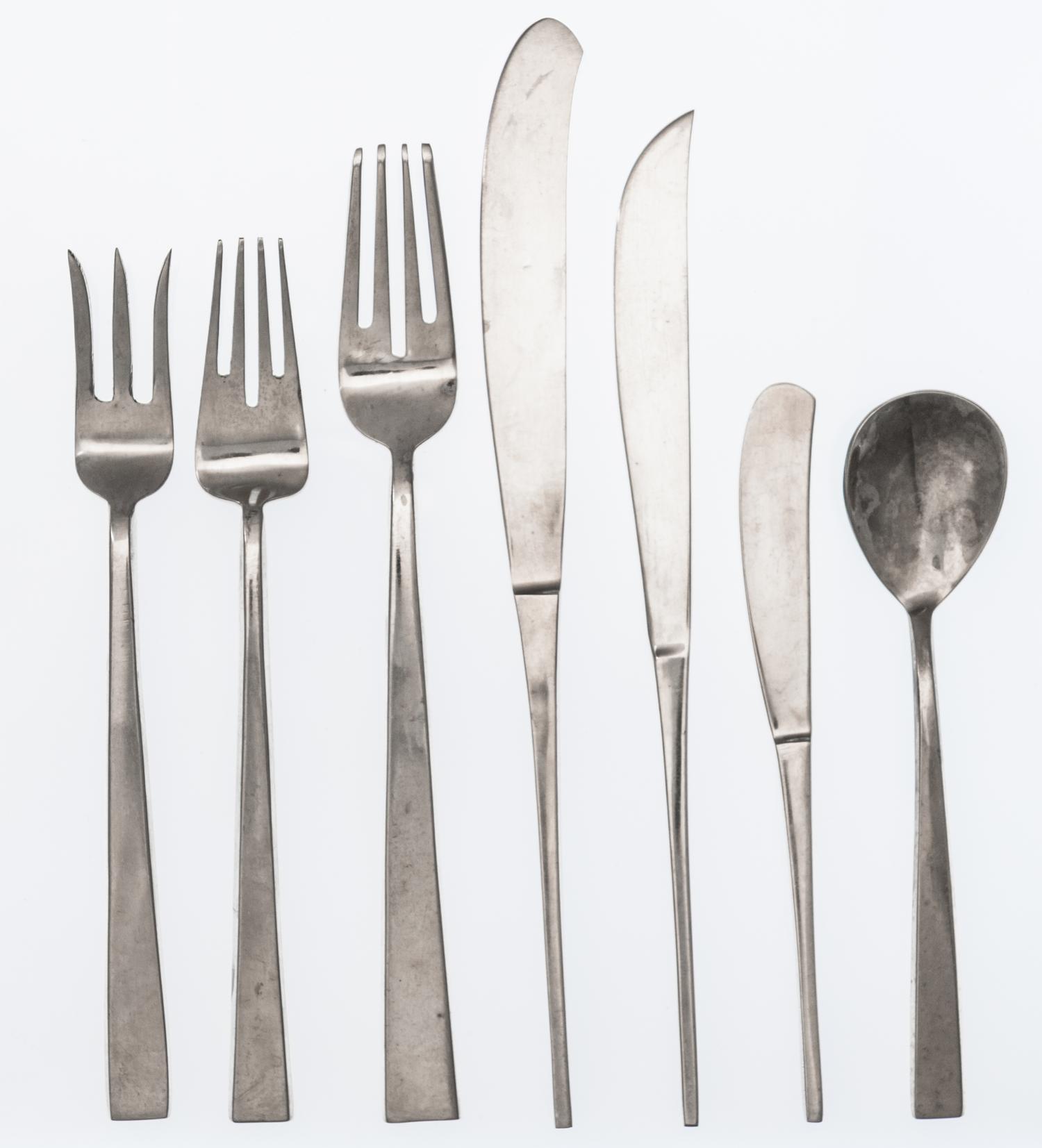 A Persian Goldware Dinner Service Length of knives 8 3/4 inches.