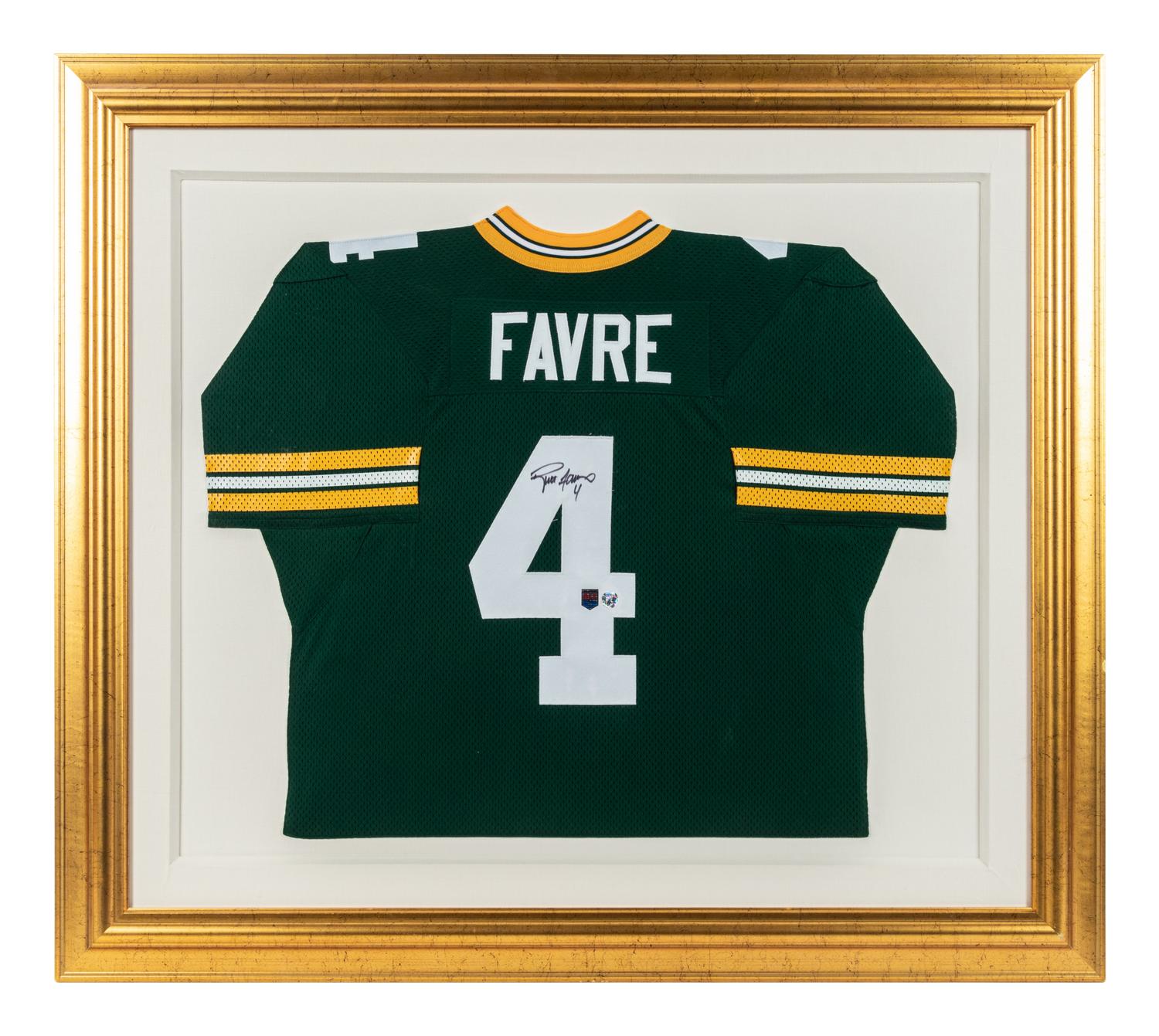 A Brett Favre Signed Autograph Green Bay Packers Jersey Display (Beckett Authentication Services Letter),