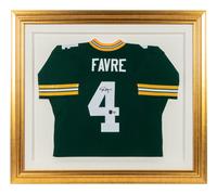 A Brett Favre Signed Autograph Green Bay Packers Jersey Display (Beckett Authentication Services Letter),