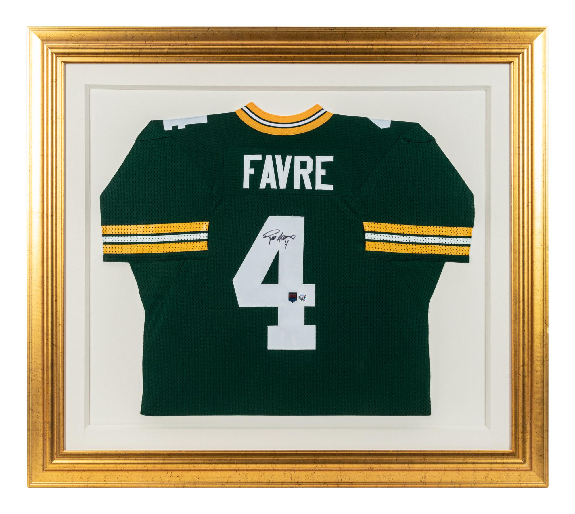 A Brett Favre Signed Autograph Green Bay Packers Jersey Display (Beckett Authentication Services Letter),