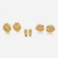 A Collection of 14K Yellow Gold Ear Clips