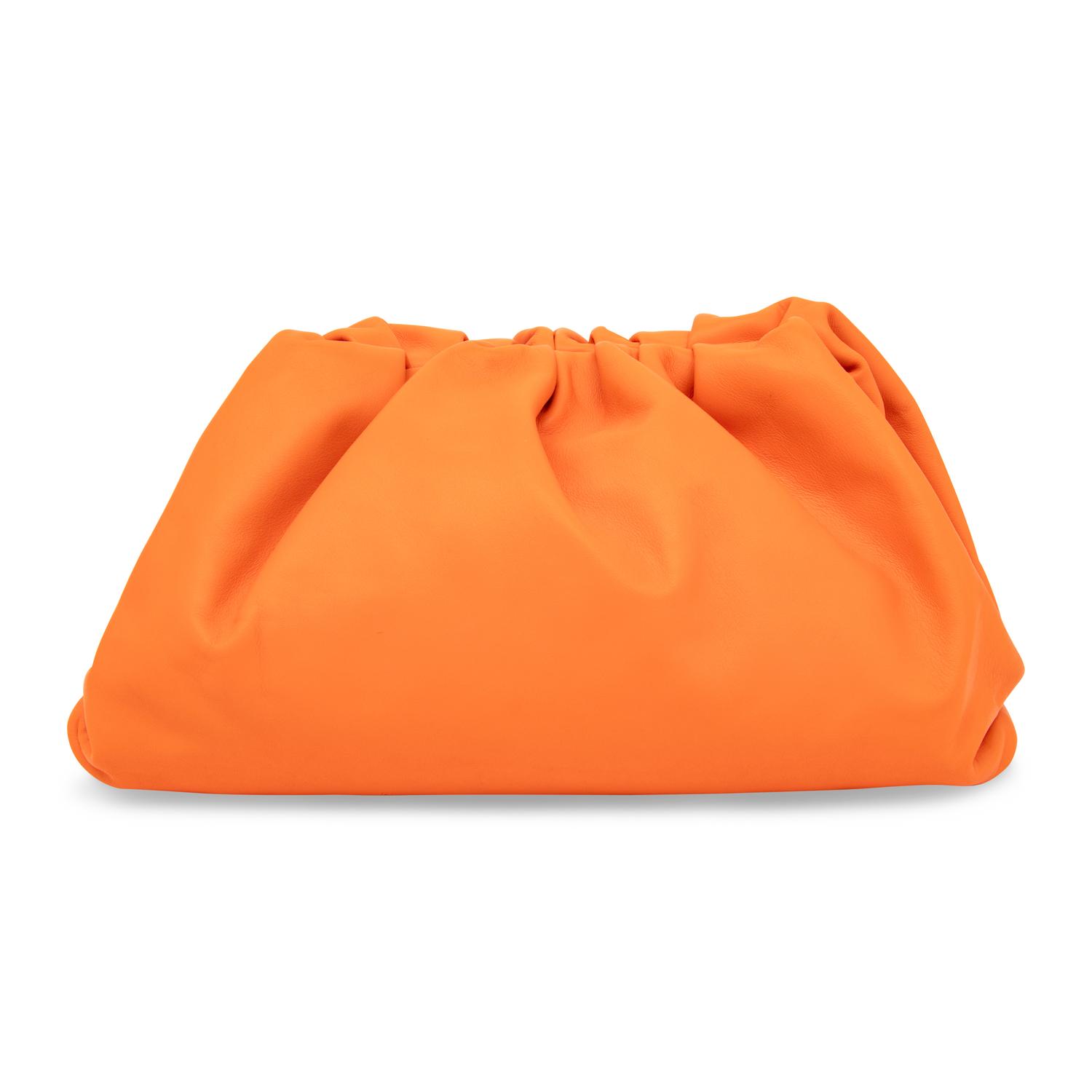 BOTTEGA VENETA, ORANGE LEATHER POUCH CLUTCH