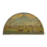 American School, H. Werner (20th Century), After Dwight Baldwin Benton (1834-1903), A Group of Four Half-Moon Paintings Depicting Early Chicago Scenes