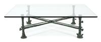 A Bronze and Glass Top Low Table Height 16 x width 52 x depth 58 inches. — 20TH CENTURY