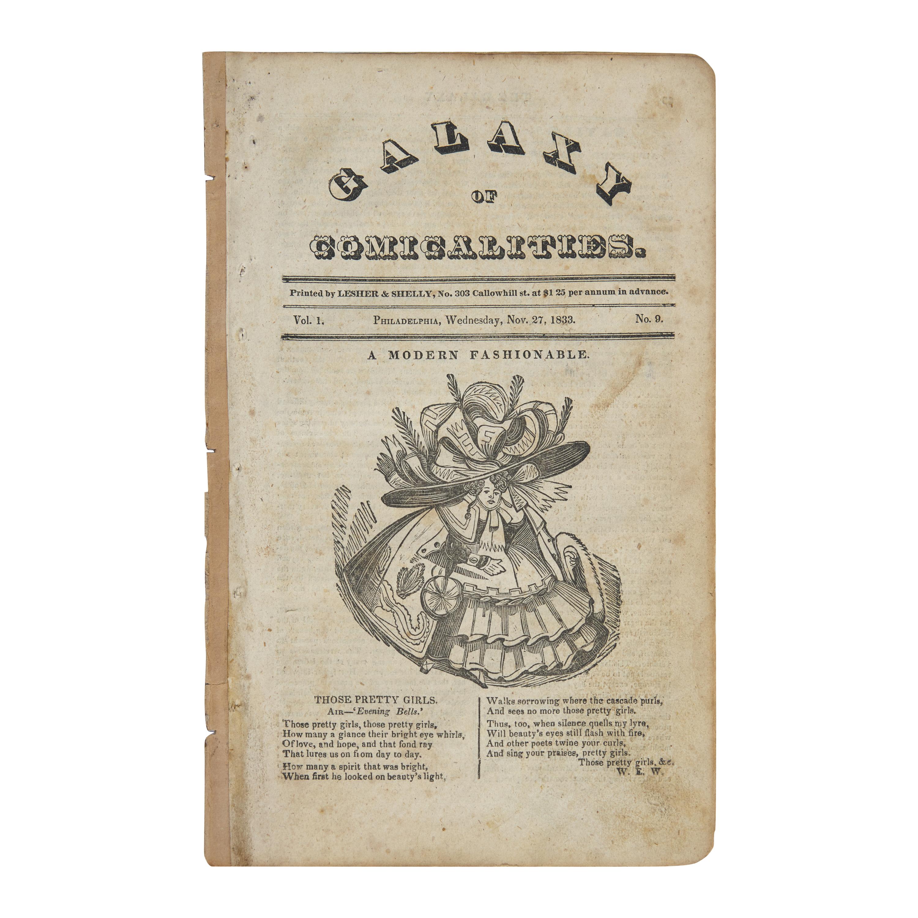[Crockett, Davy] The First American Comic Book: Group of 2 Items Related to Davy Crockett, Including Likely the First Mention of Him in an American Magazine