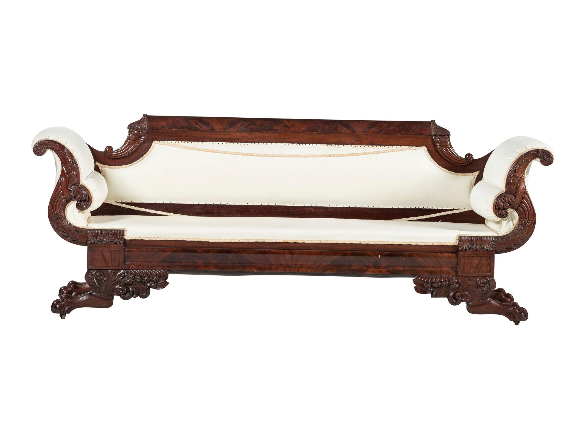 A Late Classical Carved Mahogany Sofa