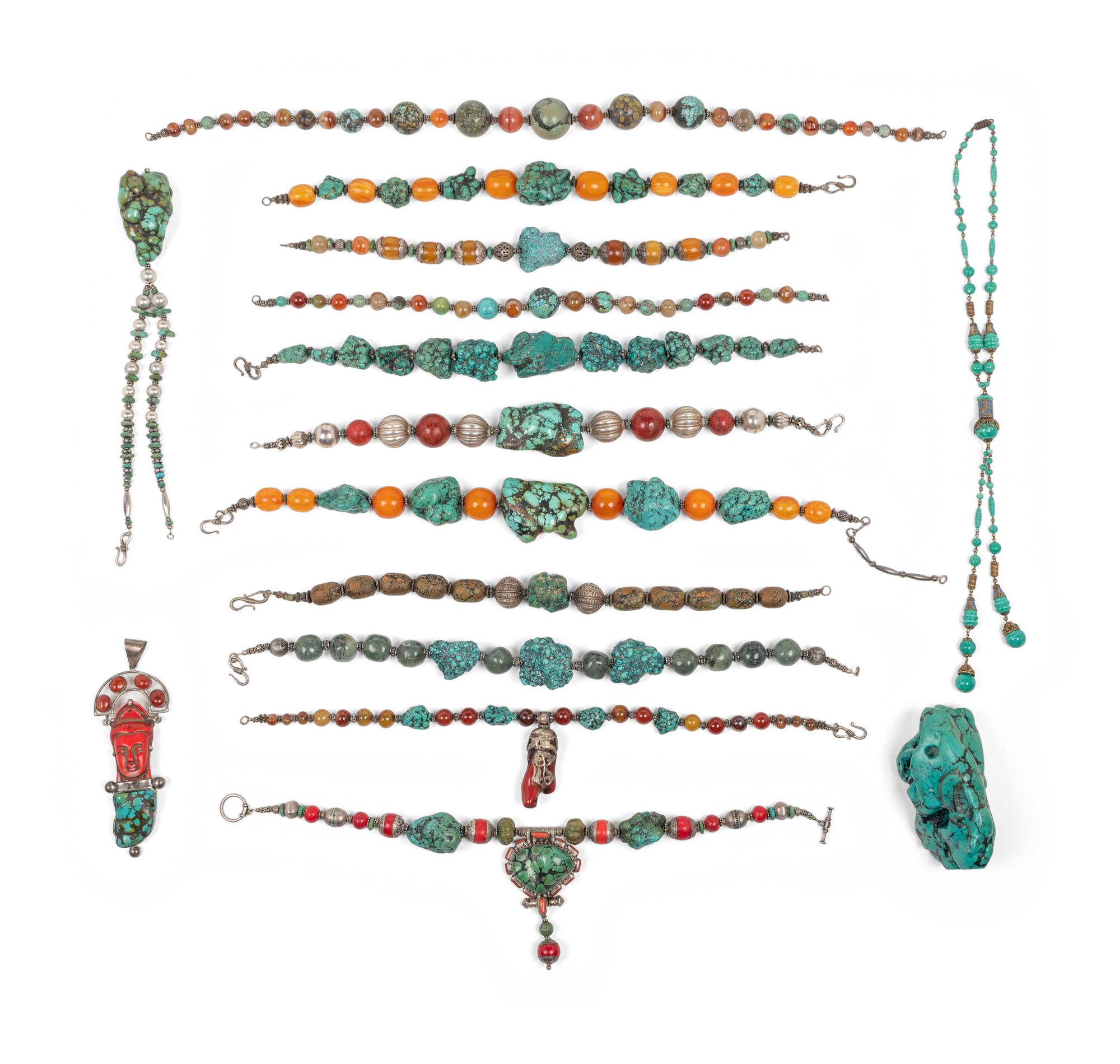 A Group of Thirteen Beaded Necklaces