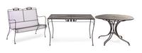 A Suite of Black-Painted Iron Garden Furniture