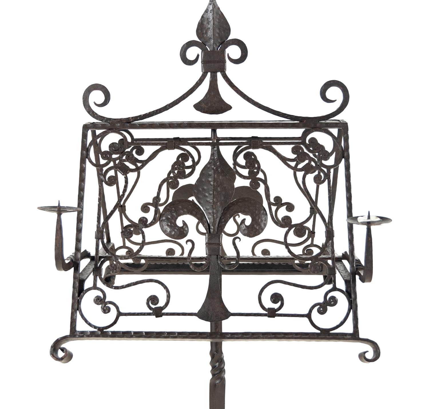 A Wrought Iron Duet Stand