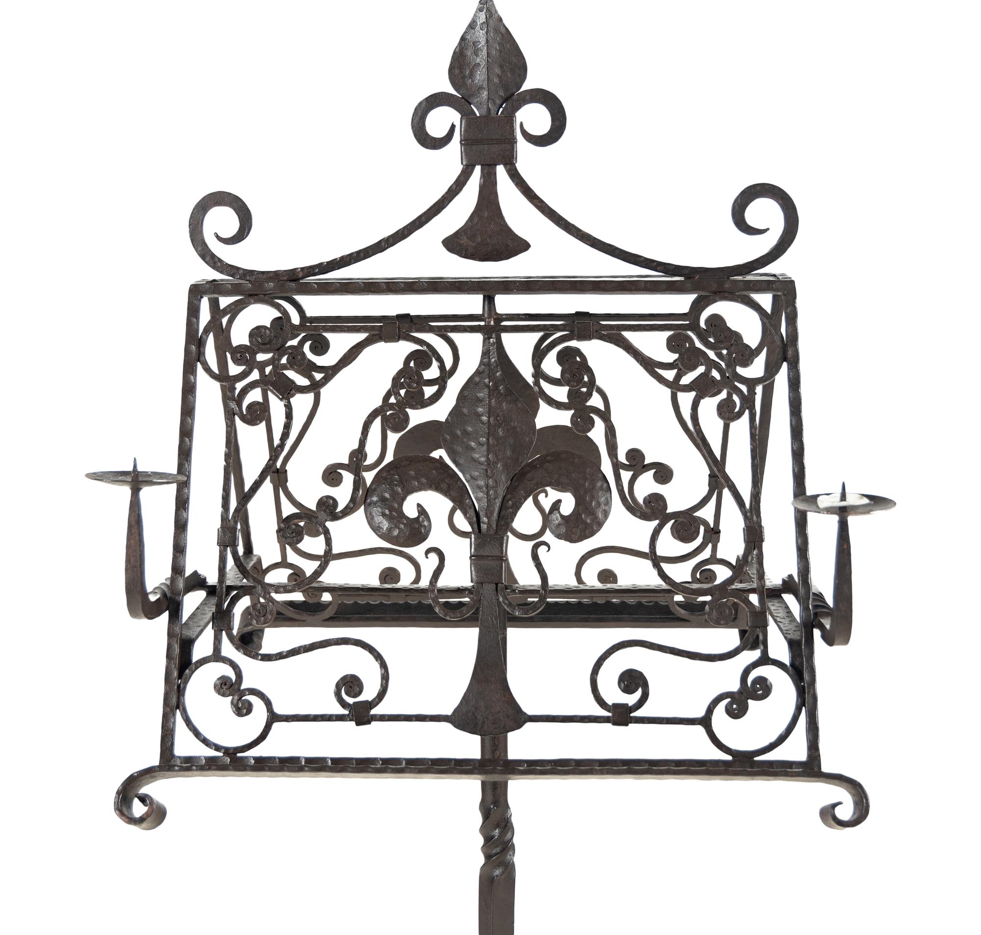 A Wrought Iron Duet Stand