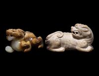 Two Chinese Jade Figures of Mythical Beasts
