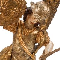 A Pair of Spanish Colonial Style Polychrome Decorated Figures of Warriors