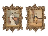 A Pair of English Watercolor and Gouache Portraits