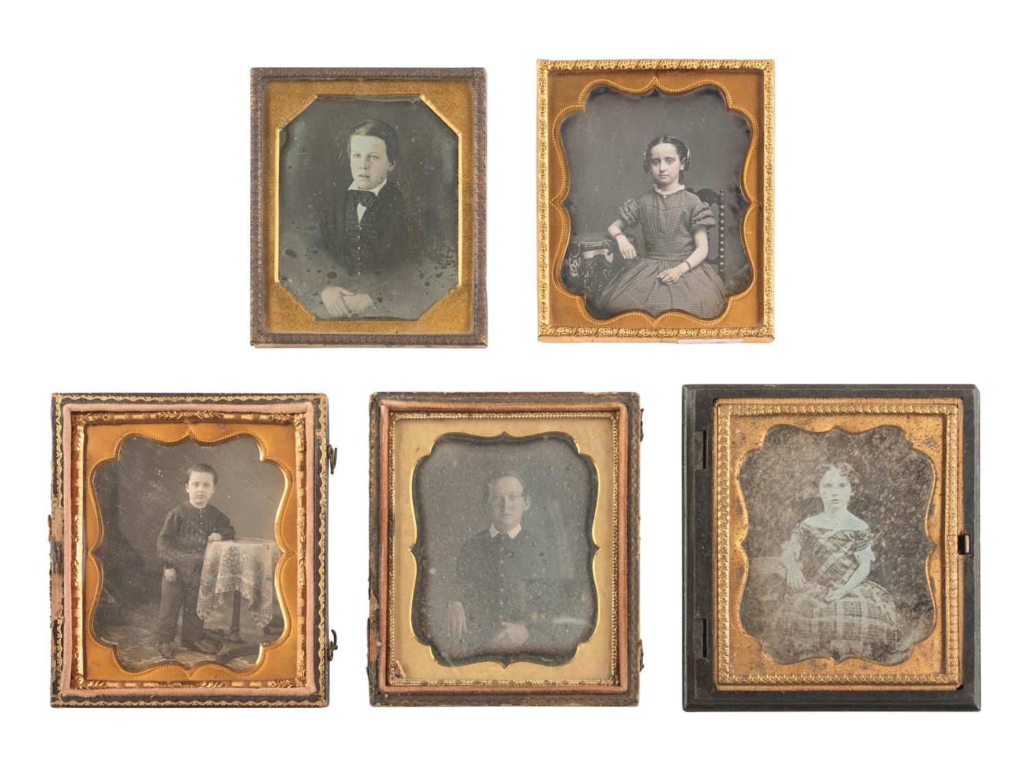 [EARLY PHOTOGRAPHY]. 21 sixth plate daguerreotypes of children.