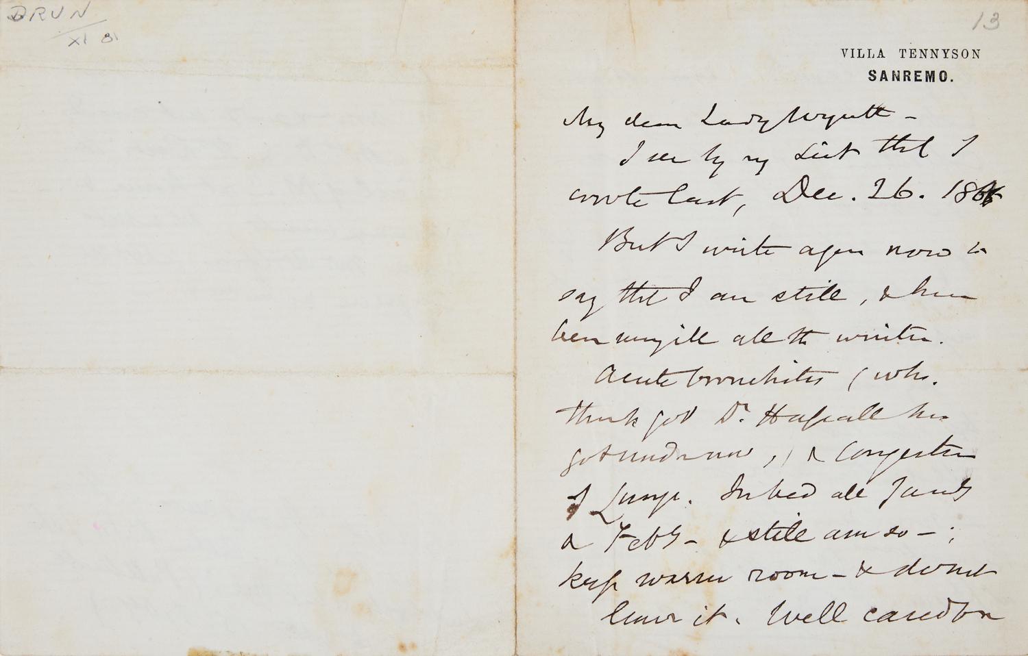 [Autographs & Manuscripts] Lear, Edward. Autograph Letter, signed
