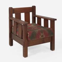 Stickley Brothers (American, active 1891-1954) Settle and Armchair, USA, circa 1905