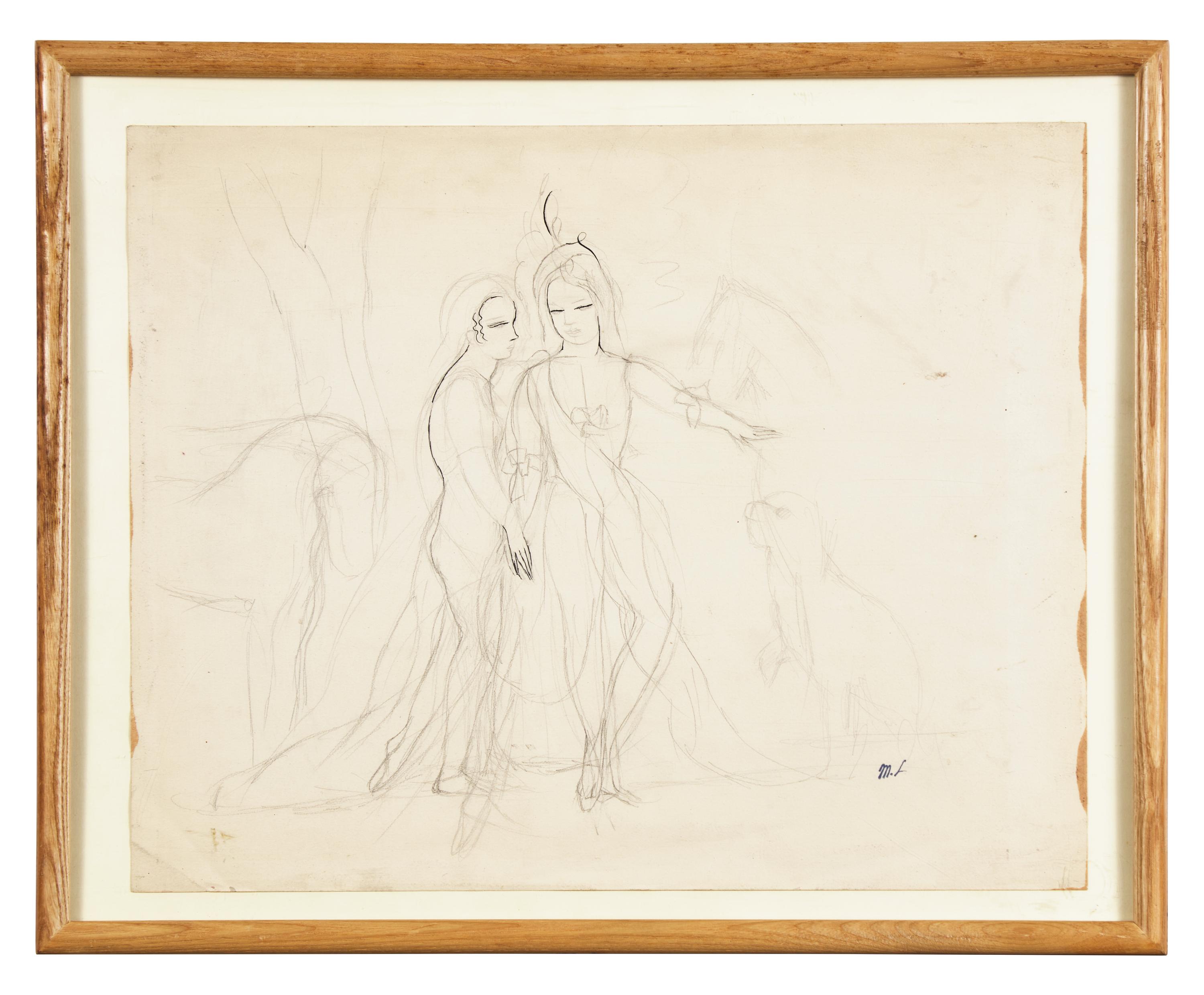 Two Girls with Dog and Horse