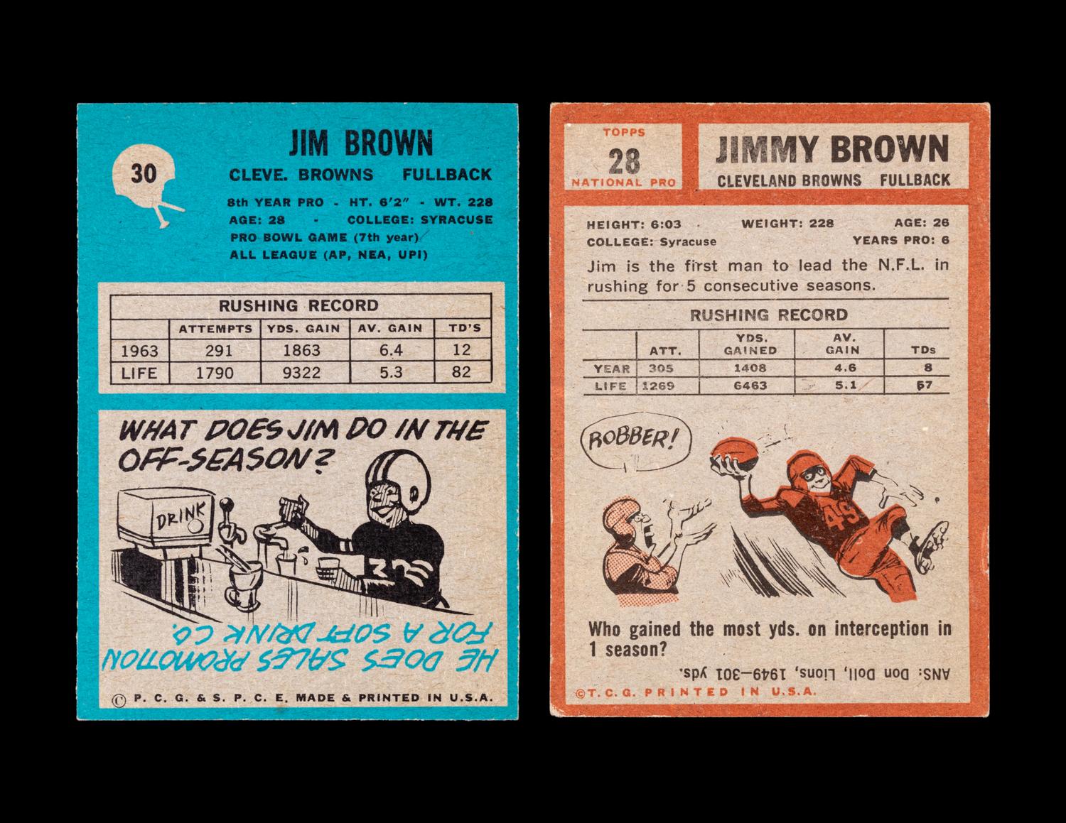 A Group of 1960s Jim Brown Football Cards