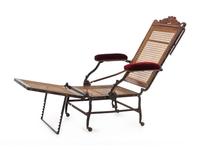An American Walnut and Cast Iron Adjustable Invalid's Chair after a Design by Cevedra B. Sheldon
