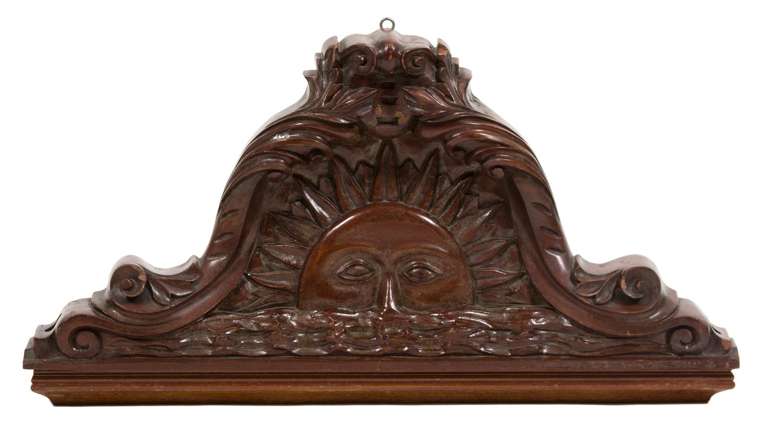 A Continental Carved Mahogany Wall Mount Height 13 1/2 x width 26 inches. — 20TH CENTURY