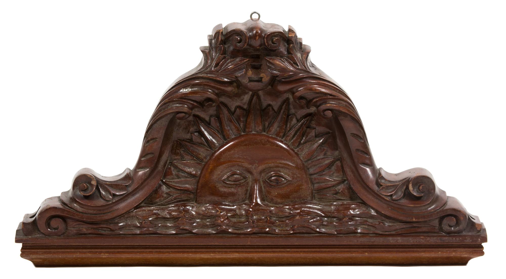A Continental Carved Mahogany Wall Mount Height 13 1/2 x width 26 inches. — 20TH CENTURY