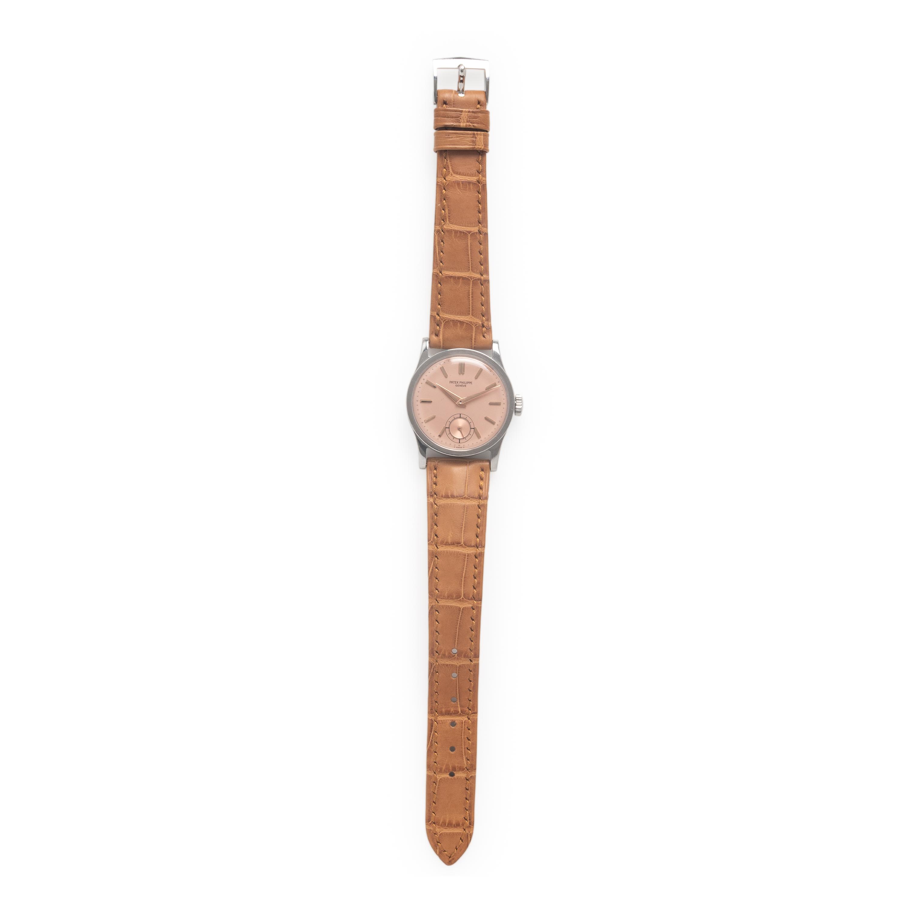 Patek Philippe, Ref. 96, Stainless Steel 'Calatrava' Watch with Salmon Dial, with Extract from the Archives