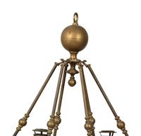A Chapman Brass Six-Light Chandelier with Glass Shades